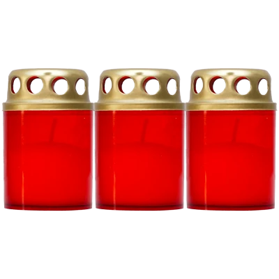 Set 3 candele rosii 12 ore cu capac metalic Adison