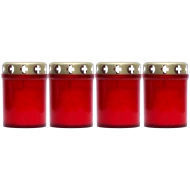 Set 4 candele rosii 20 ore cu capac metalic pentru cimitir 80 g K1-100 Zniczplast