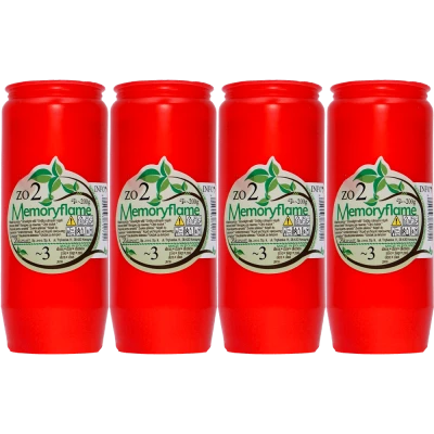Set 4 candele rosii cu ulei 3 zile 200 g pentru cimitir ZO2 Memoryflame