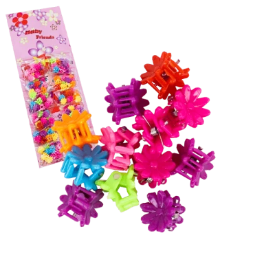Set 144 de clestisori din plastic pentru par, in diverse culori, 1.5 CM