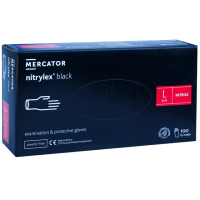 Manusi nitril nepudrate L 100 buc negre horeca Mercator