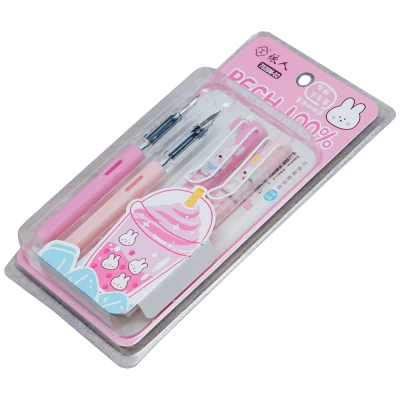 Set 2 stilouri cu cerneala termosensibila cu 2 rezerve si un dispozitiv de curatare, model pentru fetite 7039