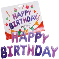 Set de baloane aniversare decorative, din folie, Happy Birthday, mov, 43 x 39 CM