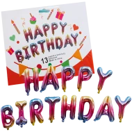 Set de baloane aniversare decorative, din folie, Happy Birthday, multicolore, 43 x 39 CM