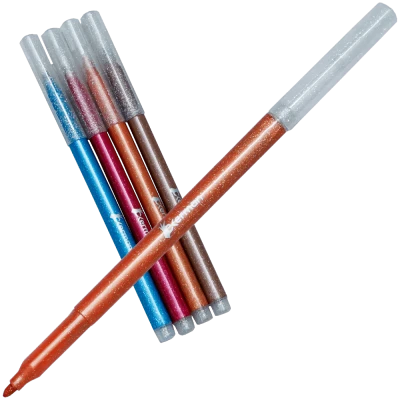 Set 4 carioci cu sclipici colorate pentru desen si decor, Okerman