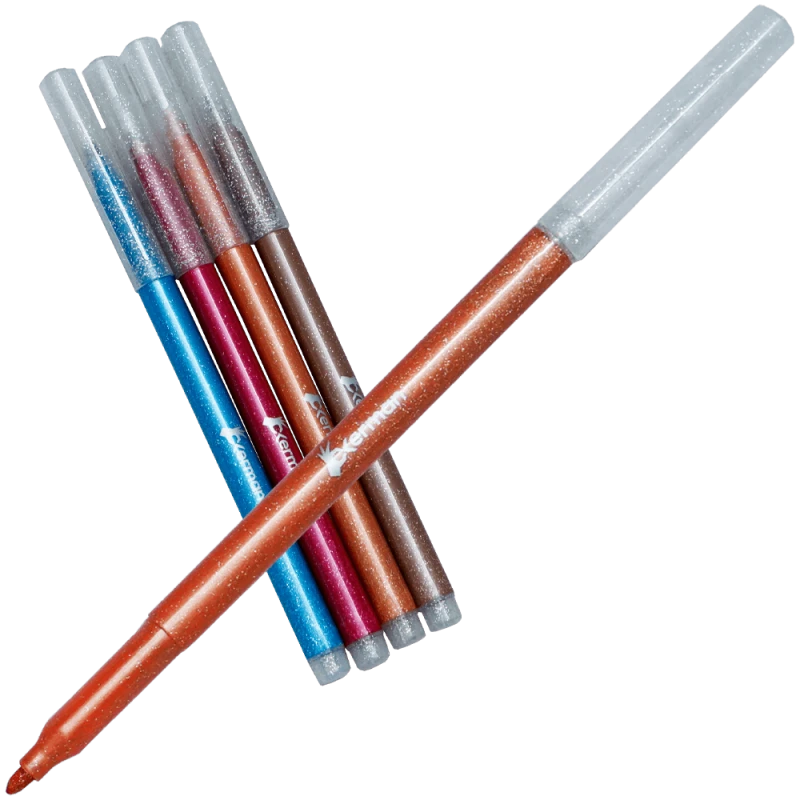 Set 4 carioci cu sclipici colorate pentru desen si decor, Okerman