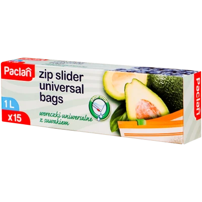 Pungi cu zip, pentru congelator, 1 litru, Paclan, 15 buc/cut