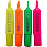 Set 4 textmarkere fluorescente cu varf tesit, Bybys