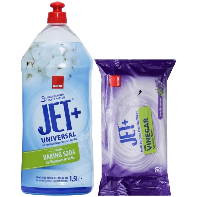 Pachet Sano Jet gel cu bicarbonat 1.5 L si servetele umede cu otet