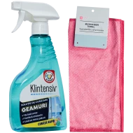 Pachet solutie curatare geamuri cu laveta pentru geamuri si oglinzi, Klintensiv