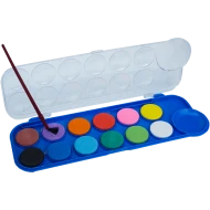 Set de acuarele 12 culori cu pigment si cu o pensula din plastic, 24.5x8.5 CM