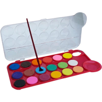 Set de acuarele 18 culori cu pigment si cu o pensula din plastic, 24.5x8.5 CM