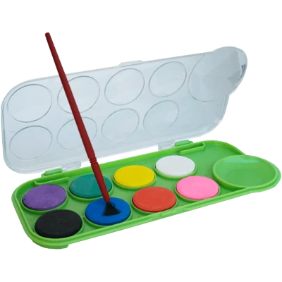 Set de acuarele 8 culori cu pigment si cu o pensula din plastic, 18.2x8.5 CM