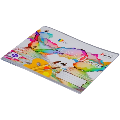 Caiet scolar de desen, Okerman, 24 file, cu diverse modele imprimate, 17 x 24 cm