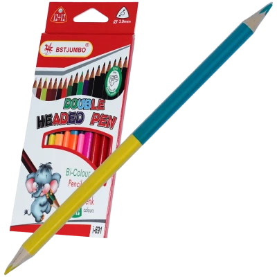 Creioane colorate bicolore triunghiulare 12 buc 24 culori, Adison
