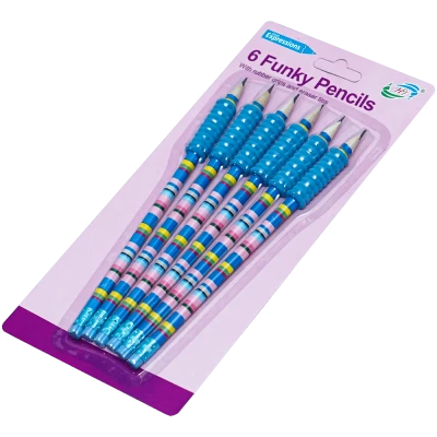 Set 6 creioane grafit ascutite cu radiera si grip colorat, Adison