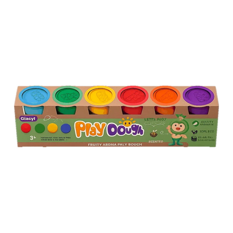 Plastilina copii 3+ ani set 6 borcanele 675 g parfumata non-toxica Qiaoyi