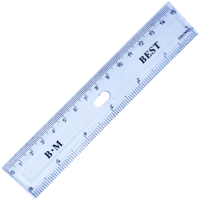 Rigla gradata din plastic, transparenta, 15 CM