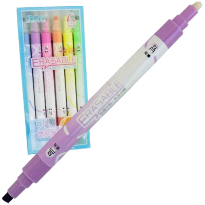 Set 6 textmarkere cu ștergere