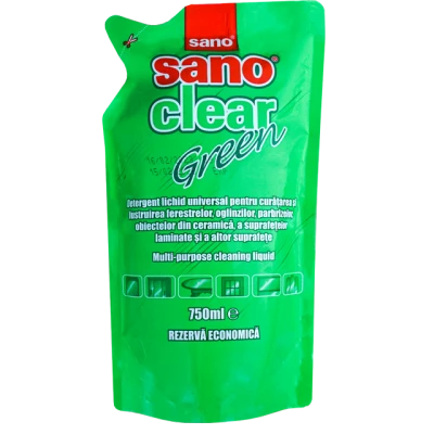 Detergent pentru geamuri Sano Clear Green Rezerva 750 ml