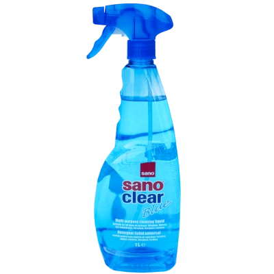 Detergent pentru curățat geamuri, cu pulverizator, Sano Clear Blue Trigger, 1 litru