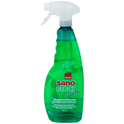 Detergent pentru curățat geamuri, cu pulverizator, Sano Clear Green Trigger, 1 litru