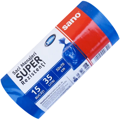 Saci menajeri Sano Optima, 35 L, albaștri, 15 buc