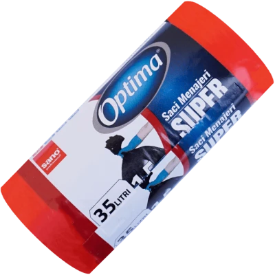 Saci menajeri Sano Optima, 35 L, roșii, 15 buc