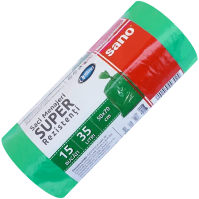 Saci menajeri Sano Optima, 35 L, verzi, 15 buc