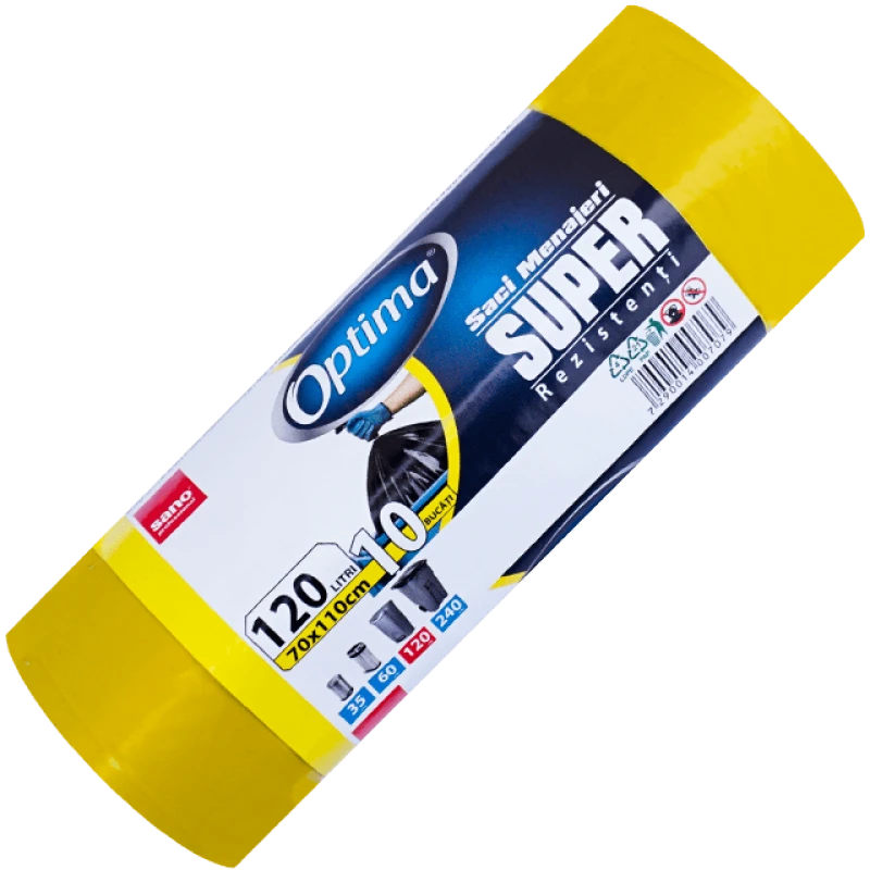 Saci menajeri Sano Optima Super, 120 L, galbeni, 10 buc 