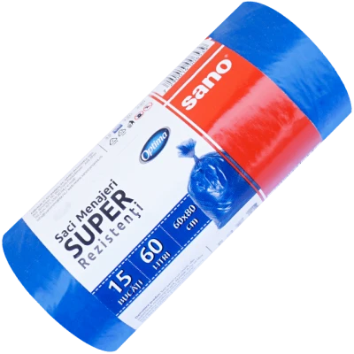 Saci menajeri Sano Optima Super, 60 L, albaștri, 15 buc