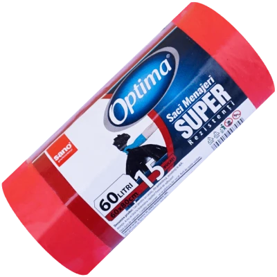 Saci menajeri Sano Optima Super, 60 L, roșii, 15 buc 